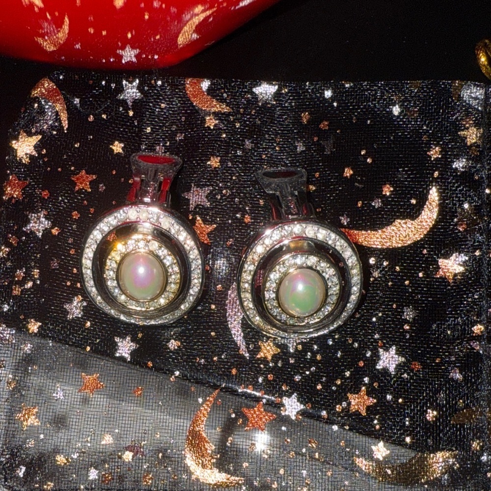 Dior Oval Opalescent and Silver Earrings - Picture 3 of 6